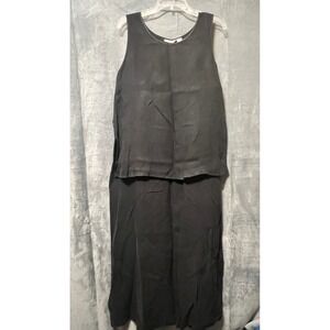 J. Jill‎ Black Linen Dress Set Tank Top Midi Skirt Petite MP Minimalist Casual